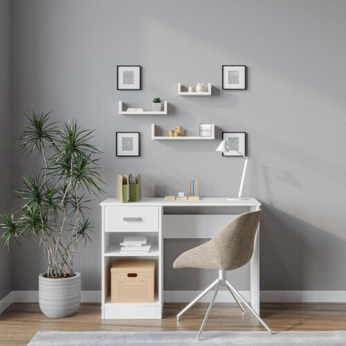 (Grey) Set of 3 U-Shaped Floating Wall-Mounted Shelves 2