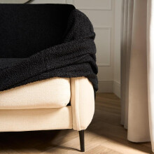 (Black, 2 Seater - 145 x 185cm) OHS Boucle Elastic Stretch 2 or 3 Seater Sofa Cover Protector