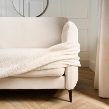 (Cream, 2 Seater - 145 x 185cm) OHS Boucle Elastic Stretch 2 or 3 Seater Sofa Cover Protector