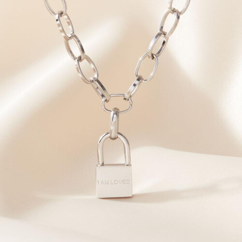 (Default) Paperclip Padlock ‘I am loved' Chain Necklace
