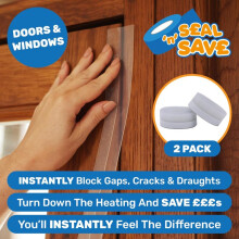 (Default) Seal 'n' Save:Money-saving invisible seal insulation tape for draughts and gaps that locks in the heat&keeps out the cold.No tools needed.2 pack.