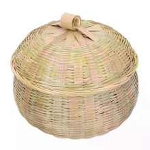 (15x14cm)Basket Storage Woven Baskets Egg Lid Rattan Wicker Bamboo Fruit Picnic Bread Seagrass Round
