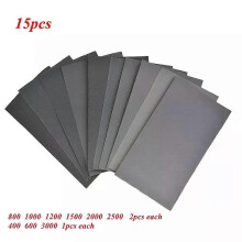 15Pcs/Set Sandpaper 400-3000 Grit Sand Paper Water/Dry Sanding Paper For Metal Wood Car Body Polishing