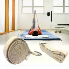 Katoenen yogaband met D-ringgesp voor fitness, bodybuilding en fitness. Weerstandsband voor yoga en