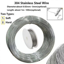 100-1 meter 304 Stainles Steel Soft/hard Steel Wire Diameter 002mm-3mm Single Strand Lashing Soft Iron