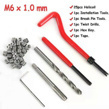 30pcs Metric Thread Repair Kit M6 Screw Thread Inserts HSS Drill Bits For Restoring Damaged Threads