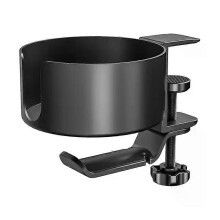 Desk Cup Holder Universal Adjustable Upgraded Arm Clamp Stand Black Anti-Spill Table Cup Holder For