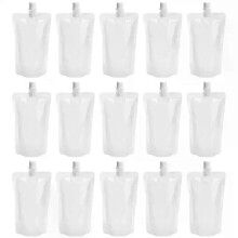 50pcs 250ml Plastic Drink Smoothie Bag Transparent Self Standing Nozzle Soybean Milk Beverage Food Sealed