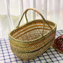 Wicker Fruit Basket Hand Shopping Woven Storage Garden Baskets Gathering Vegetables Mushroom Rattan