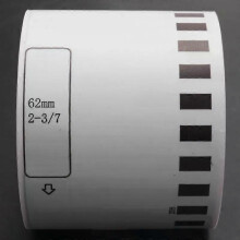 1 rol compatibel met Brother DK22205 62 mm x 3048 m doorlopende witte papiertape-etiketten met navulbare