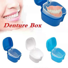 1PC Oral Denture Care Bath Box False Teeth Cleaning Nursing with Hanging Net Container Cleaning False