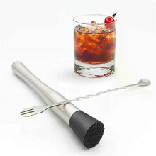 8 Inch Cocktail Muddler and Mixing Spoon Stainless Steel Cocktail Muddler Home Bar Bartender Tool Barware