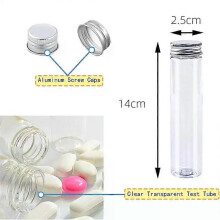 5 stuks plastic reageerbuisjes met doppen (45 ml) Buizen als bewaarbakjes voor snoepkralen Heldere reageerbuis