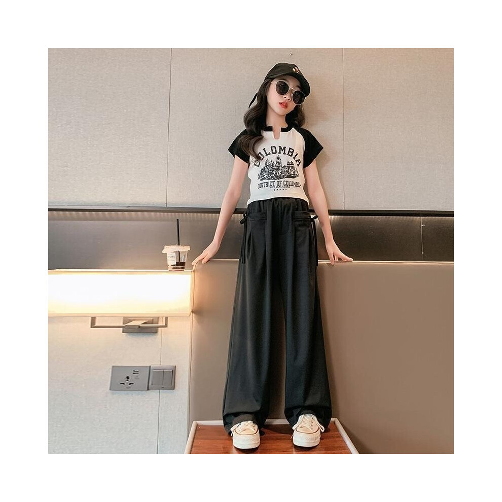 (Black Set, 130cm/51.18in) Chic Comfortable And Twopiece Summer Outfit For Girls With Unique Print Design-image-OPC-PHKXKP9-NEW