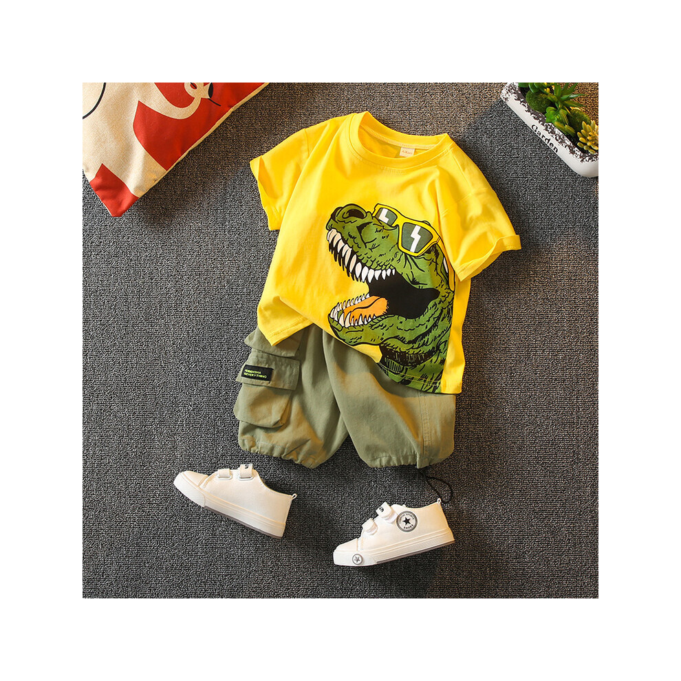(Yellow, 110cm) Summer Modern Boys Outfit Korean Style Two Piece Set Perfect For Ages To 3 8-image-OPC-PHKXKNP-NEW