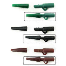50 sets/partij visgerei karpervissen zachte staart rubberen buizen loodclips set zwart/groen/bruin 3