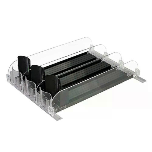 Canned Beverage Push Rack Spring Push Auto Beer Pusher Holder Adjustable Width Storage Shelf E-shaped