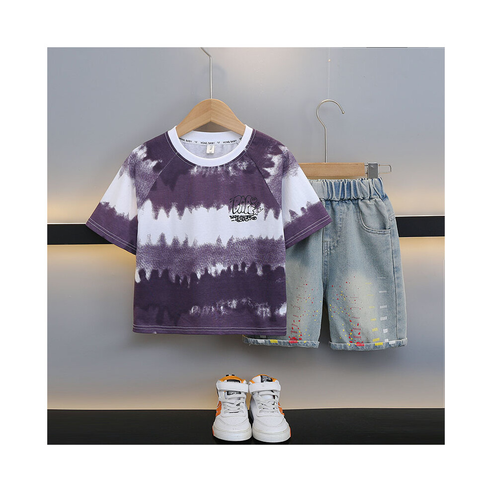 (Purple, 130cm) Modern Summer Boys Attire Set With Breathable Short Sleeve Tshirt Chic And Shorts-image-OPC-PHKXNRD-NEW