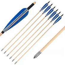 6/12/24pcs Archery Cedar Wood Arrows with Turkey Feather and Practice Arrowhead for 25-50lbs Bows for
