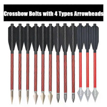 6 12 24 Pcs 65 Aluminum Crossbow Arrow Bolts with Screw-in Tips Broadhead Archery Shooting Crossbow