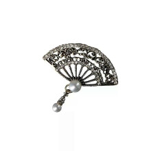 Chinese Style Fan Brooches For Women Rhinestone Brooch Ancient Style Jewelry Banquet Clothes Pin And