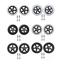 2Pcs 6/7/8inch Heavy Duty Wheelchair Front Caster Wheels Smooth Flexible Solid Tire Wheel Wheelchair