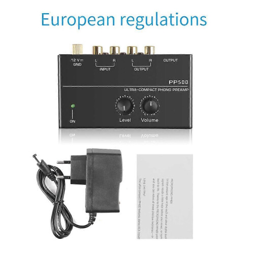 (EUPlug)PP500 Phono Preamp Preamplifier with Level Volume Control Ultra-compact Pre Amp Preamplifier