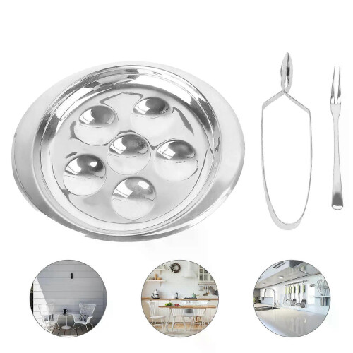 Grill Pan Snail Dish Set Kitchen Utensil Escargot Plate Baking 3 Piece Tableware