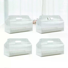 4pcs Transparent Portable Cake Roll Box with Paper Tray Cupcake Containers Holder Party Favors for Home