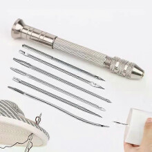 5Pcs/set Leather Sewing Kit Replaceable Needle with Awl Handle Set DIY Leathercraft Shoes Repair Tools