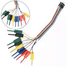 10 stuks 20 cm testhaakclip logic analyzer kabelgrijper probe draadklemset geel/rood/zwart/groen/wit/blauw