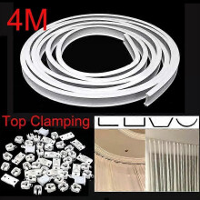 4M Top Clamping Curved Curtain Track Rail Flexible Ceiling Mounted Straight Windows Balcony Curtain