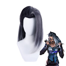 Freeman Valorant Game Viper Fade Cosplay Wig Short Gray Gradient Hair Cosplay