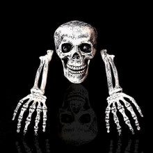 Halloween decoration to insert skull simulation skeleton props ghost festival garden skeleton decoration three-piece skeleton