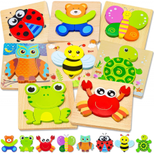 Holzpuzzle, Kleinkindspielzeug, Geschenk, Lernspielzeug, Geeignet für Kinder im Alter von 1–3 Jahren, 8-teiliges Tierpuzzle,