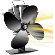 (As show, One size) Heat Powered Wood Stove Blower - 4 Blade Burner/Log/Chimney Fan for Efficient Fuel Savings