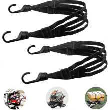 (As show, One size) Luggage Strap with Double Hook for Bike Motorcycle - Elastic Rack with Adjustable Tensioner 60-90cm