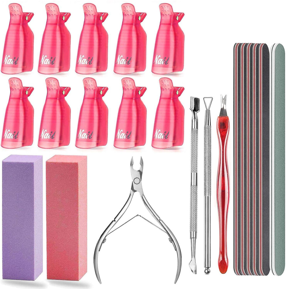 (As show, One size) Nail Polish Remover Tool Kit, Triangle Cuticle Peeler Scraper, Cuticle Pusher, Cuticle Nipper,buffer Block Grits
