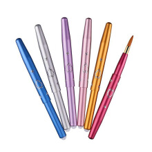 (As show, One size) 6 Pack Retractable Lip Brush With Cap Travel For Lipstick Gloss Applicator, Made With Vegan Synthetic Bristles