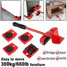 (As show, One size) Lifting Accessory Effortless Heavy Furniture Moving Kit Moving Furniture with Casters 1 Lifting Rod and 4 Moving Casters Up to 300KG