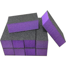 (As show, One size) 10 Pcs Nail Buffer Sanding Block Polisher Buffing File 100/180 Grit 3 Sides Nail Files Art Pedicure(black Purple)