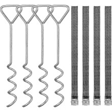 (As show, One size) Trampoline Anchor Kit - Set of 4 Heavy Duty Stakes with Ratchet Strap