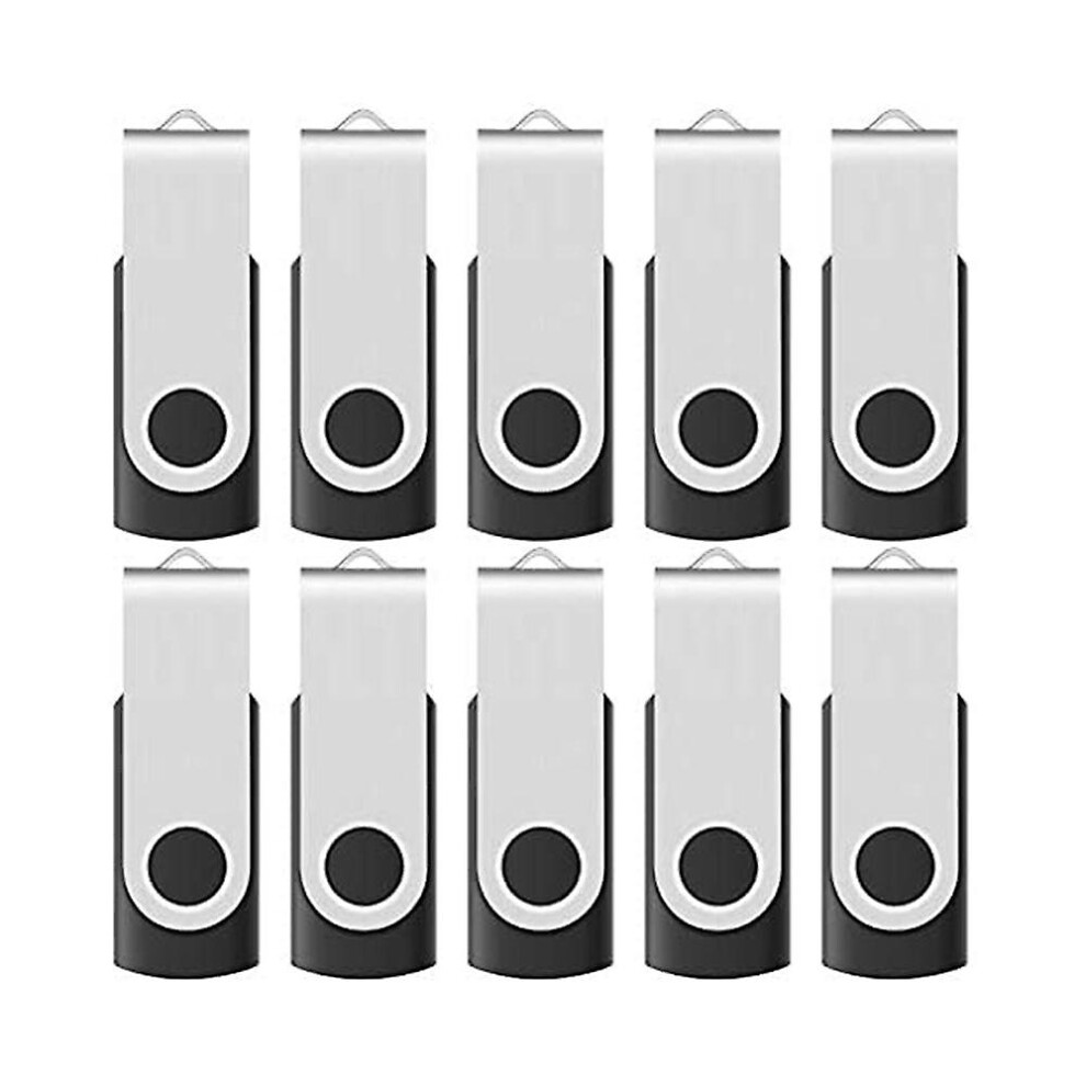 (As Show, One Size) 16Gb Usb 2.0 Flash Memory Stick Drive Swivel Thumb Drives Bulk 10 Pack,12 X Removable Labels ( ) White/Black 4632131068336