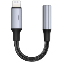 (As show, One size) Lightning To 3.5mm Adapter,headset Adapter Gray