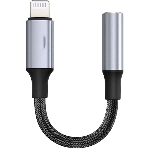 (As show, One size) Lightning To 3.5mm Adapter,headset Adapter Gray