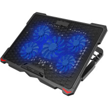 (As show, One size) Laptop Cooling Pad 5 Fans Up To 17.3 Inch Heavy Notebook Cooler, Blue Led Lights, 2 Usb Ports, S035, Blue-5fans