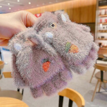 (Brown, One size) Kids Fingerless Gloves Convertible Flip Top Gloves Kids Soft Knit Gloves Boys Girls
