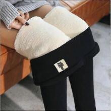 (L, One size) Ladies Winter Fleece Lining Leggings High Waist Stretch Thick Cashmere Leggings Plush Warm