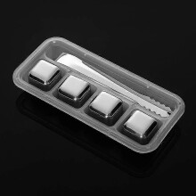 (6Pcs, One size) Stainless Steel Whisky Stones Reusable Stainless Steel Ice Cubes With Tongs And Box Cooling Stones