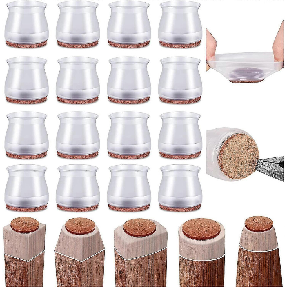 (S, One Size) 16Pcs Silicone Chair Leg Floor Protectors, Rubber Chair Leg Caps For Wood Floors,Chair Leg Protectors For Hardwood Floor 6902676350165